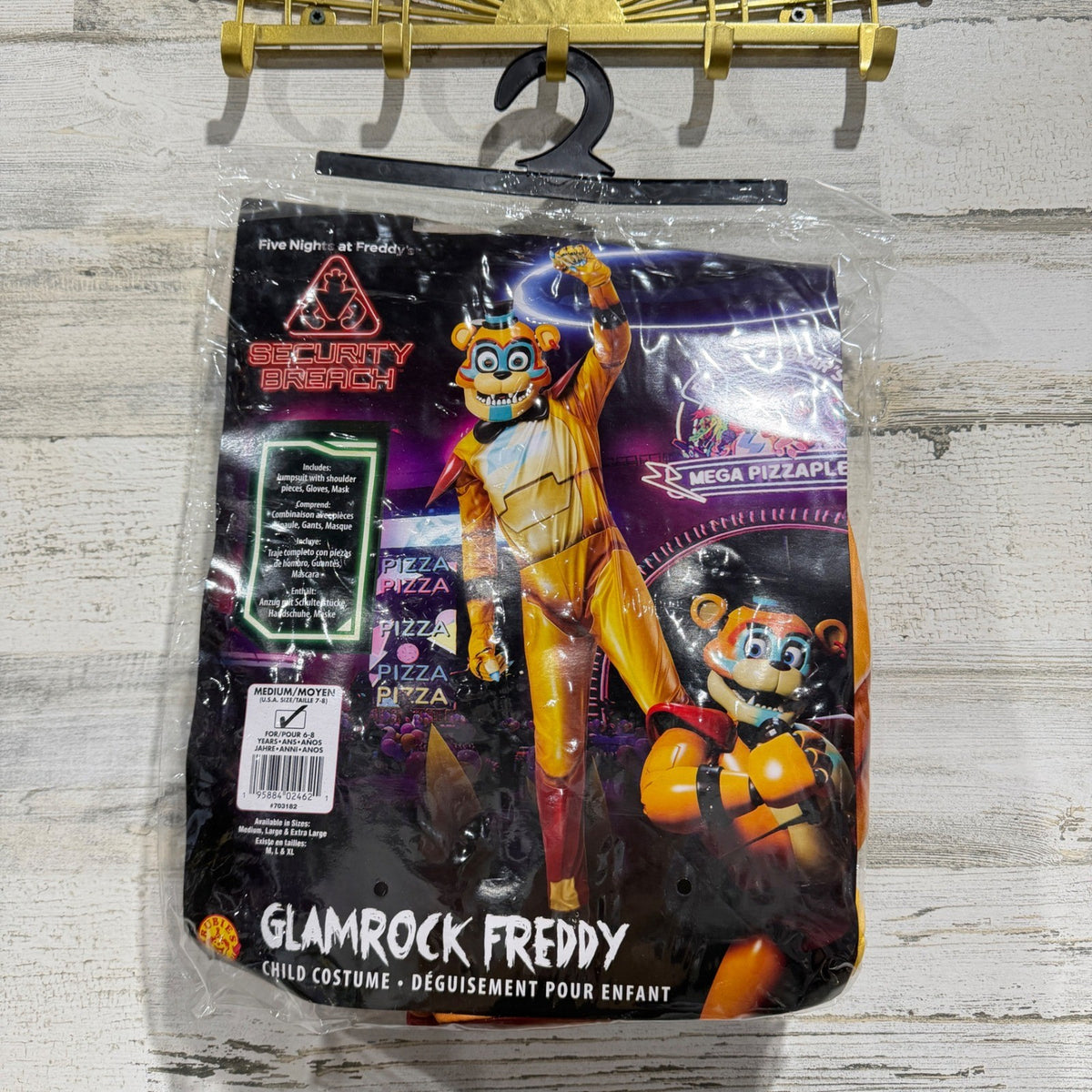 FNAF Glamrock Freddy Costume Kids Size Medium 7-8 Orange Security Breach NWT0