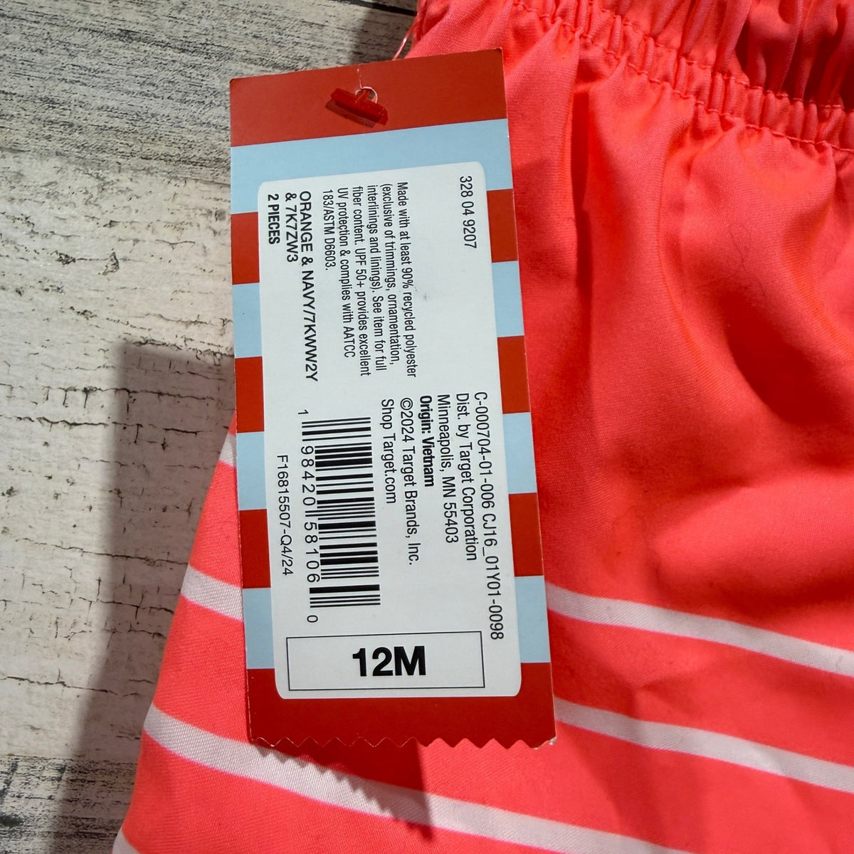 Cat & Jack Swim Trunks Boys 12M Orange Striped Beach Summer NWT2