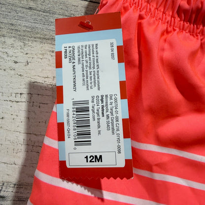Cat & Jack Swim Trunks Boys 12M Orange Striped Beach Summer NWT2