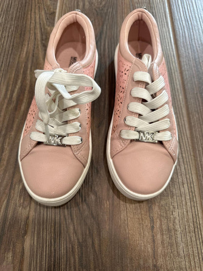Michael Kors Sneakers Girls Size 3 Pink Laser Cut Floral Glitter GUC1