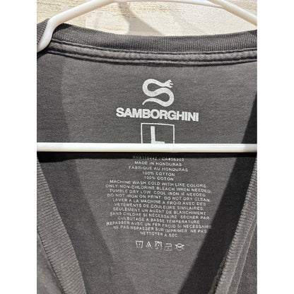 Samborghini Graphic T-shirt Men Large Black Dog Lightning Streetwear EUC1