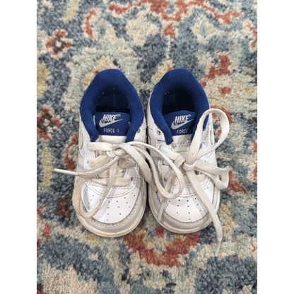 Nike Force 1 Toddler Size 4 White Blue Low Top Sneakers Sporty3