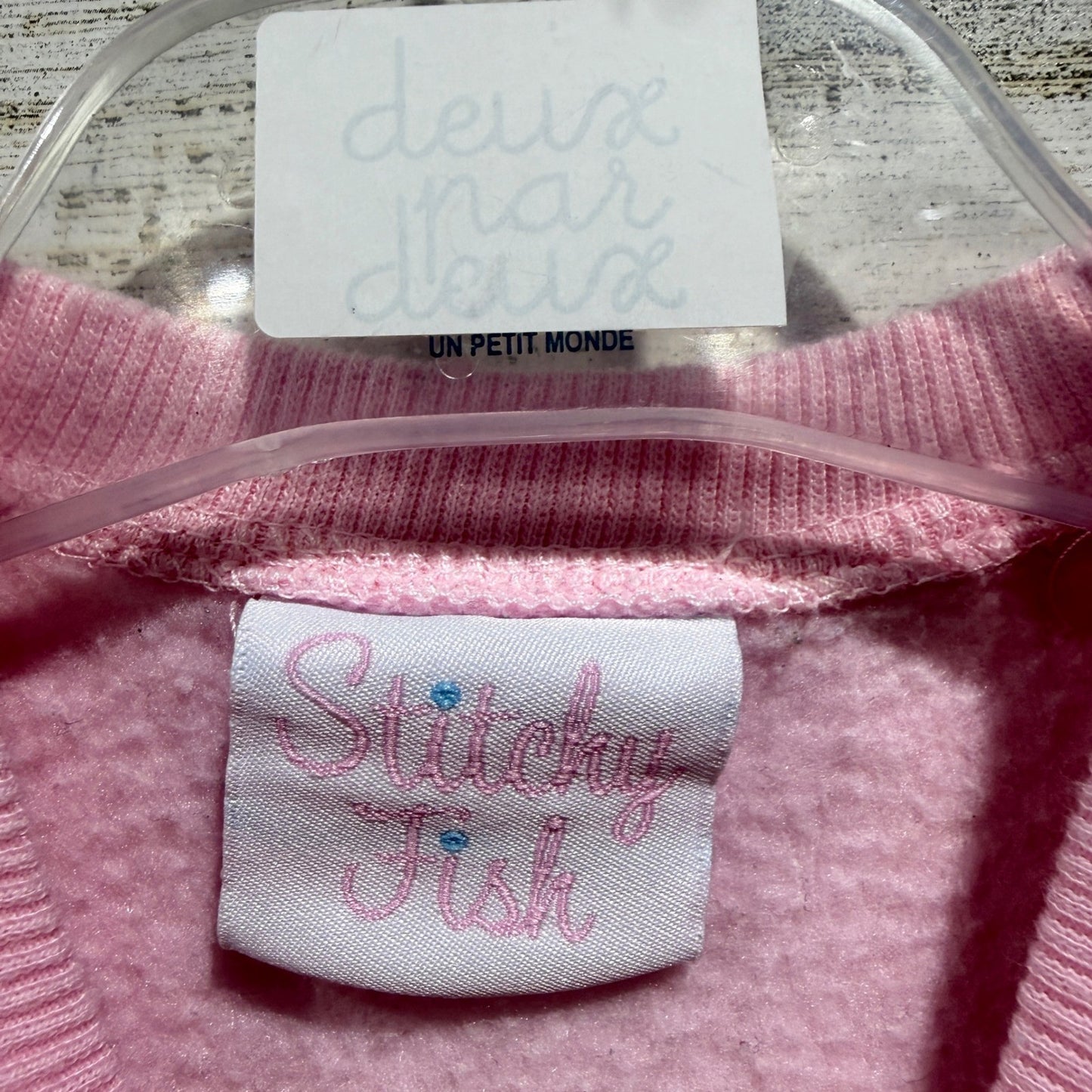 Stitchy Fish Sweatshirt Dress Girls 18M Pink Ballet Slipper Peplum Preppy EUC2