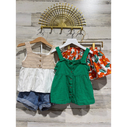 Cat & Jack Rachel Zoe Girls 4T Green Orange Floral Summer Bundle Boho0