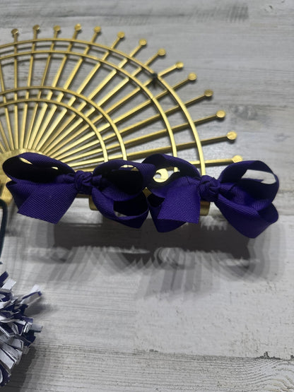 Hair Accessory Bundle 5 Pieces Kids OS Purple White Cheer Bow Pom Poms3