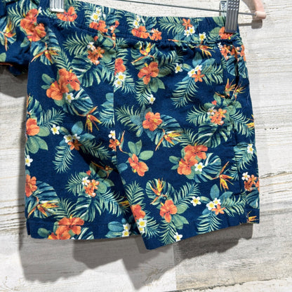 Ben Sherman 2 Piece Set Boys Size 5 Blue Floral Linen Blend Tropical Summer EUC5