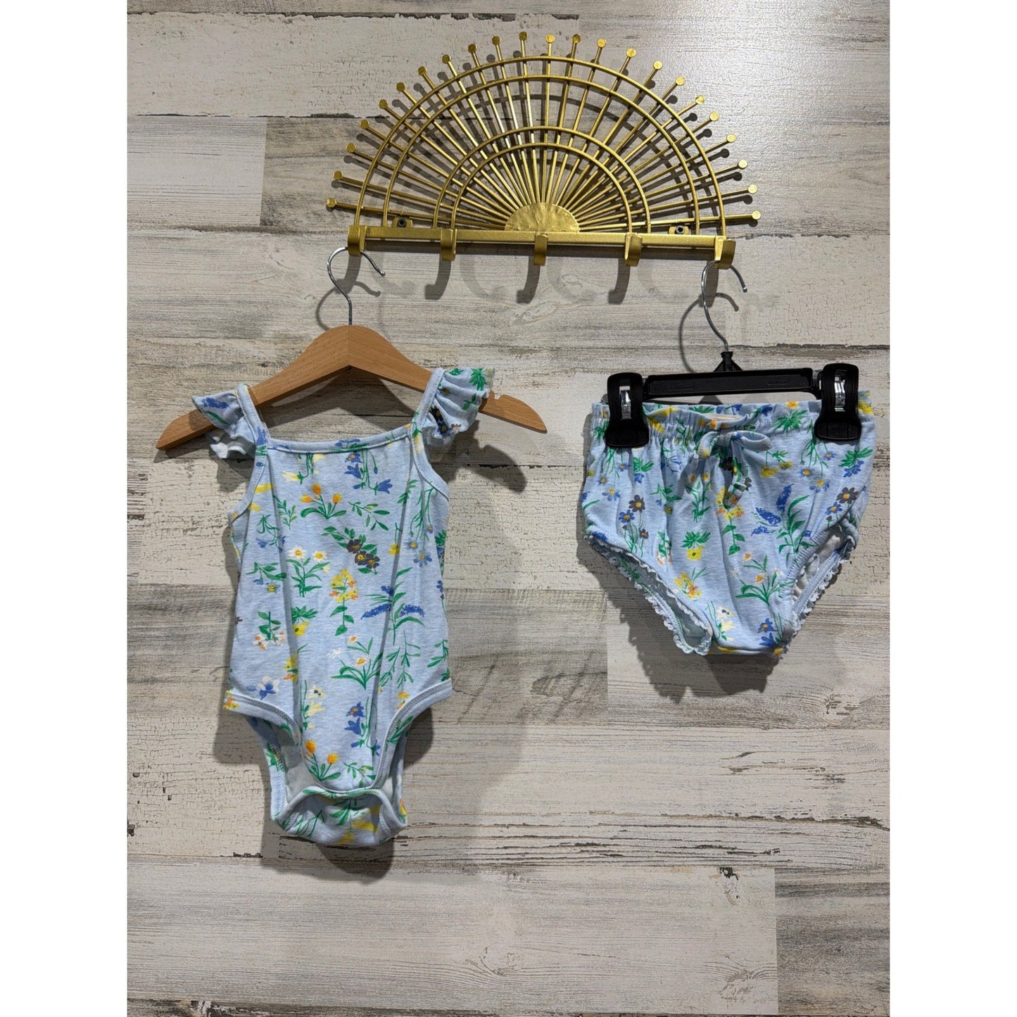 B'TWEEN Old Navy Dreamy ZZZ Girls 18-24M Blue Pink Floral Gingham Bundle EUC4