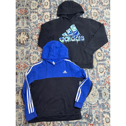 Adidas Hoodie Bundle Boys 14/16 Black Blue Marble Drip 3-Stripe0