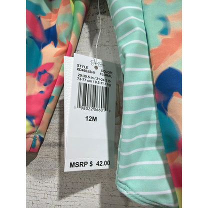 Jessica Simpson Rash Guard Girls 12M Mint Pink Floral Tropical Bundle4