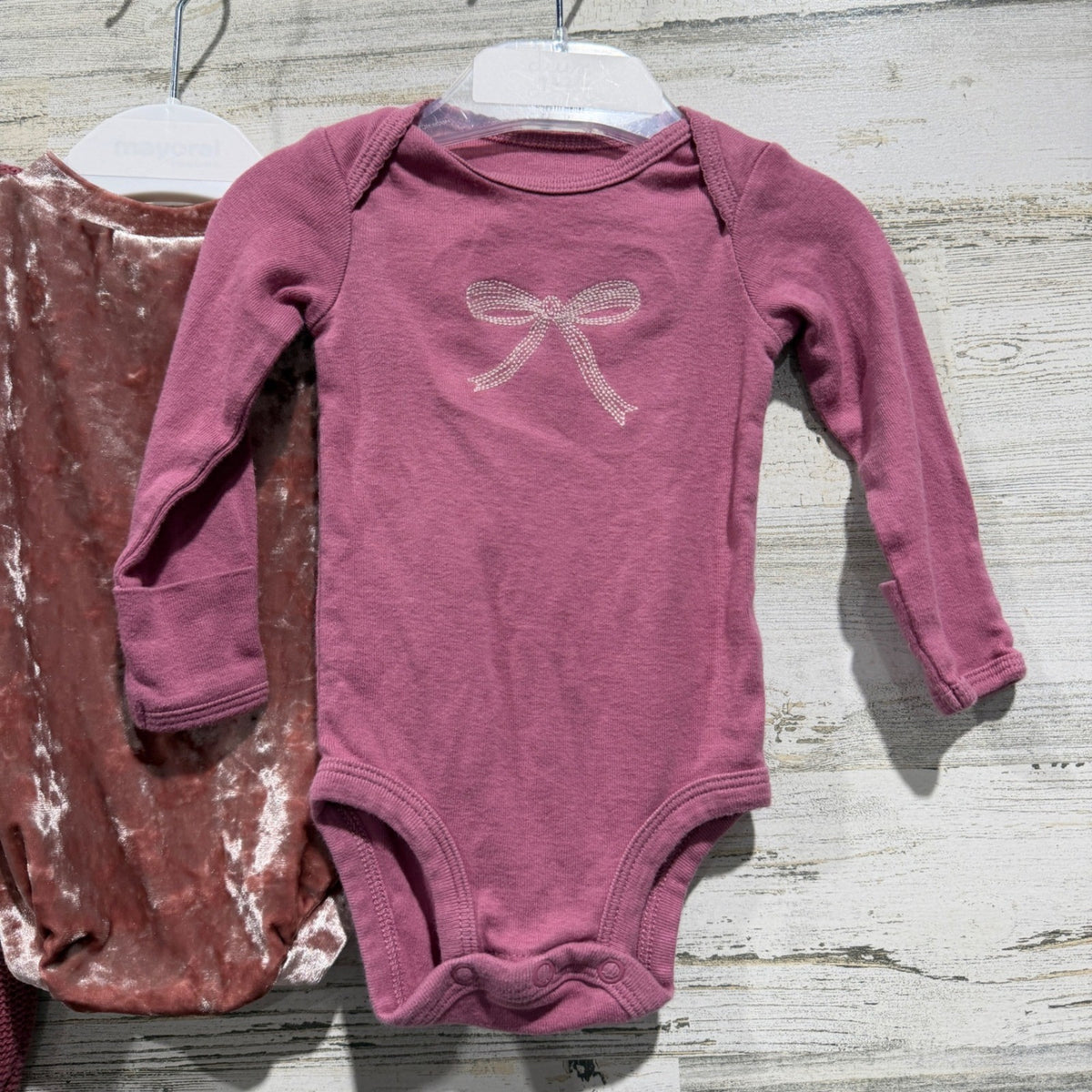 Carter's Just One You Averie Grace Co Baby Girl 0-3M Mauve Velvet Knit Bundle1