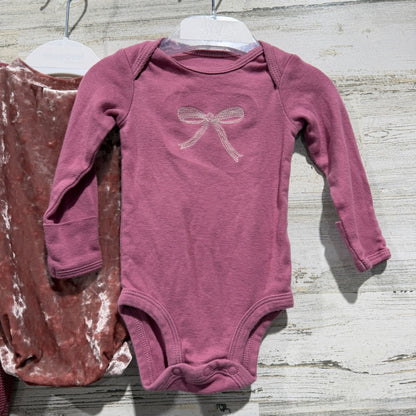 Carter's Just One You Averie Grace Co Baby Girl 0-3M Mauve Velvet Knit Bundle1