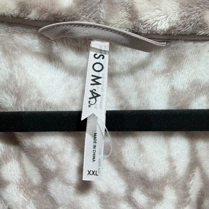 Soma Plush Robe Women XXL Tan Snow Leopard Animal Print Loungewear EUC1