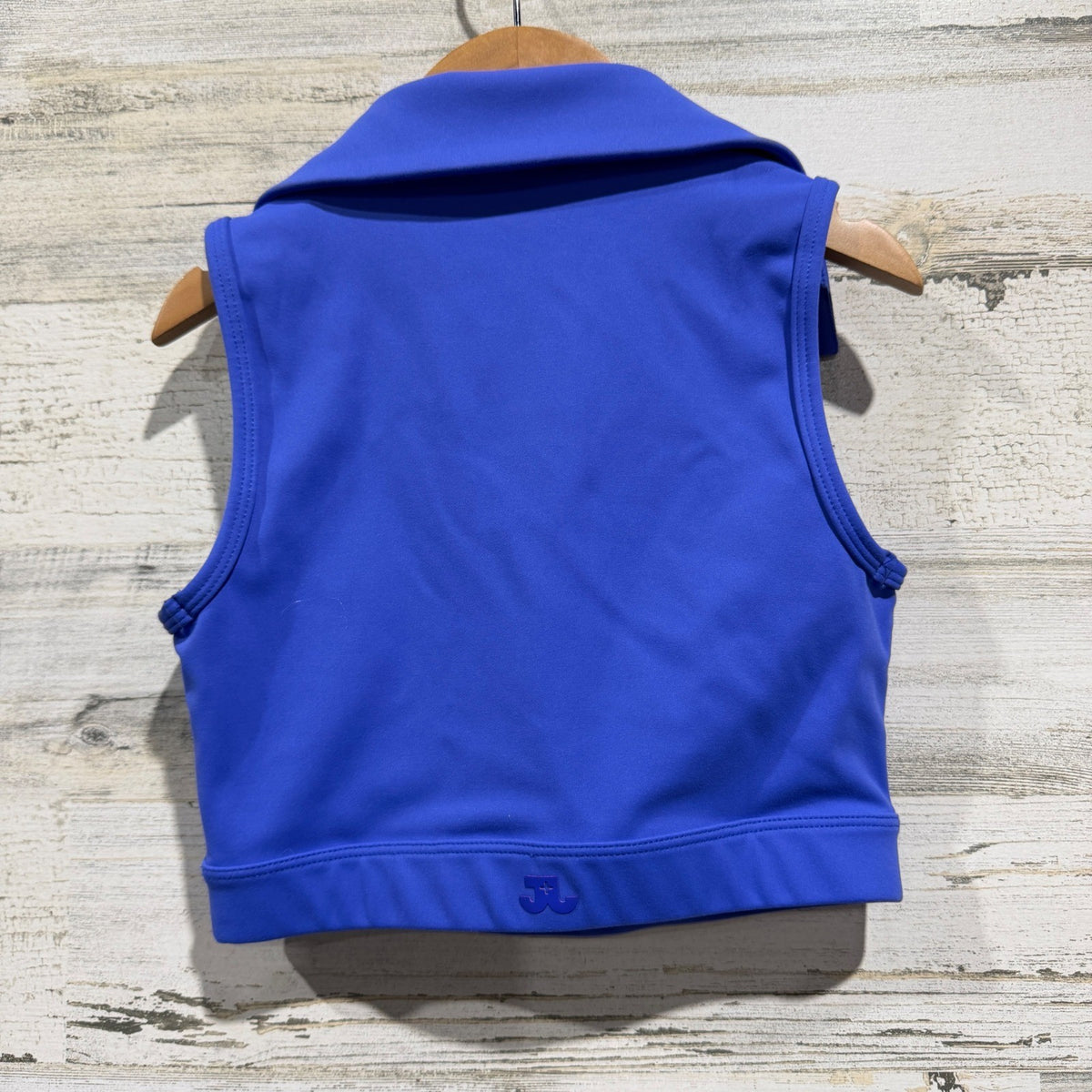 Jo+Jax Polo Crop Top Women XXS Royal Blue Polyester Spandex Activewear Dance EUC1