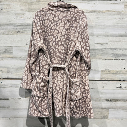 Soma Plush Robe Women XXL Tan Snow Leopard Animal Print Loungewear EUC5