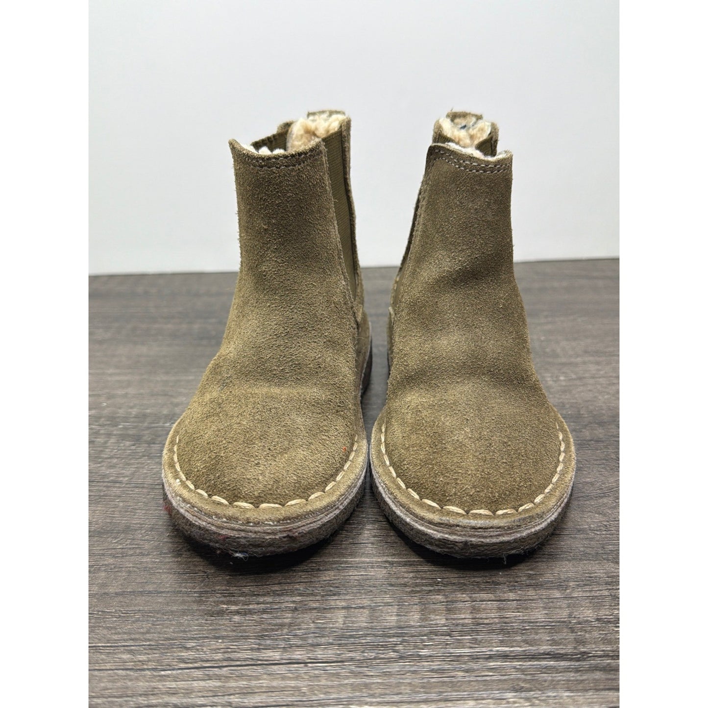 Crewcuts Boots Boys 9 Toddler Brown Suede Shearling Lined Earthy GUC1
