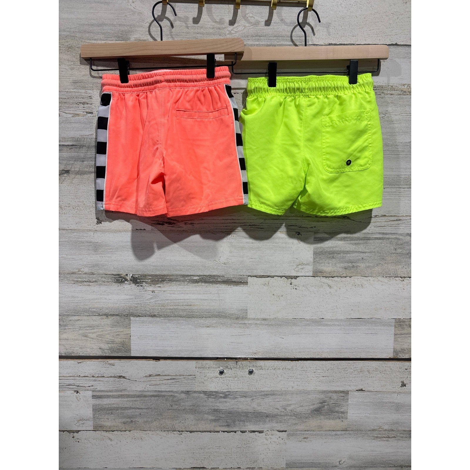 Weekend Academy Swim Trunk Bundle Boys Small 6-7 Neon Bright Orange Yellow NWT1