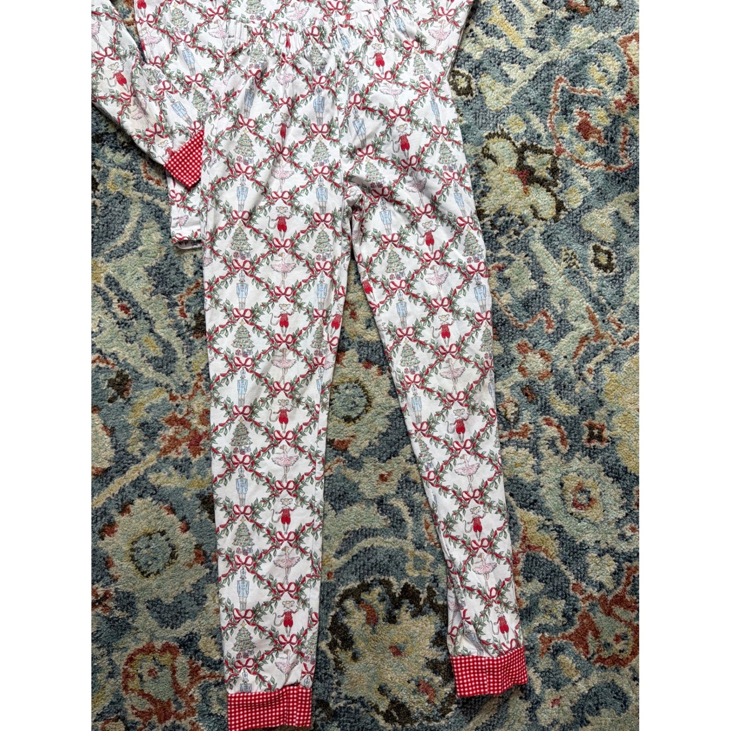 Cecil and Lou Pajama Set Girls 7 White Red Nutcracker Ruffle2