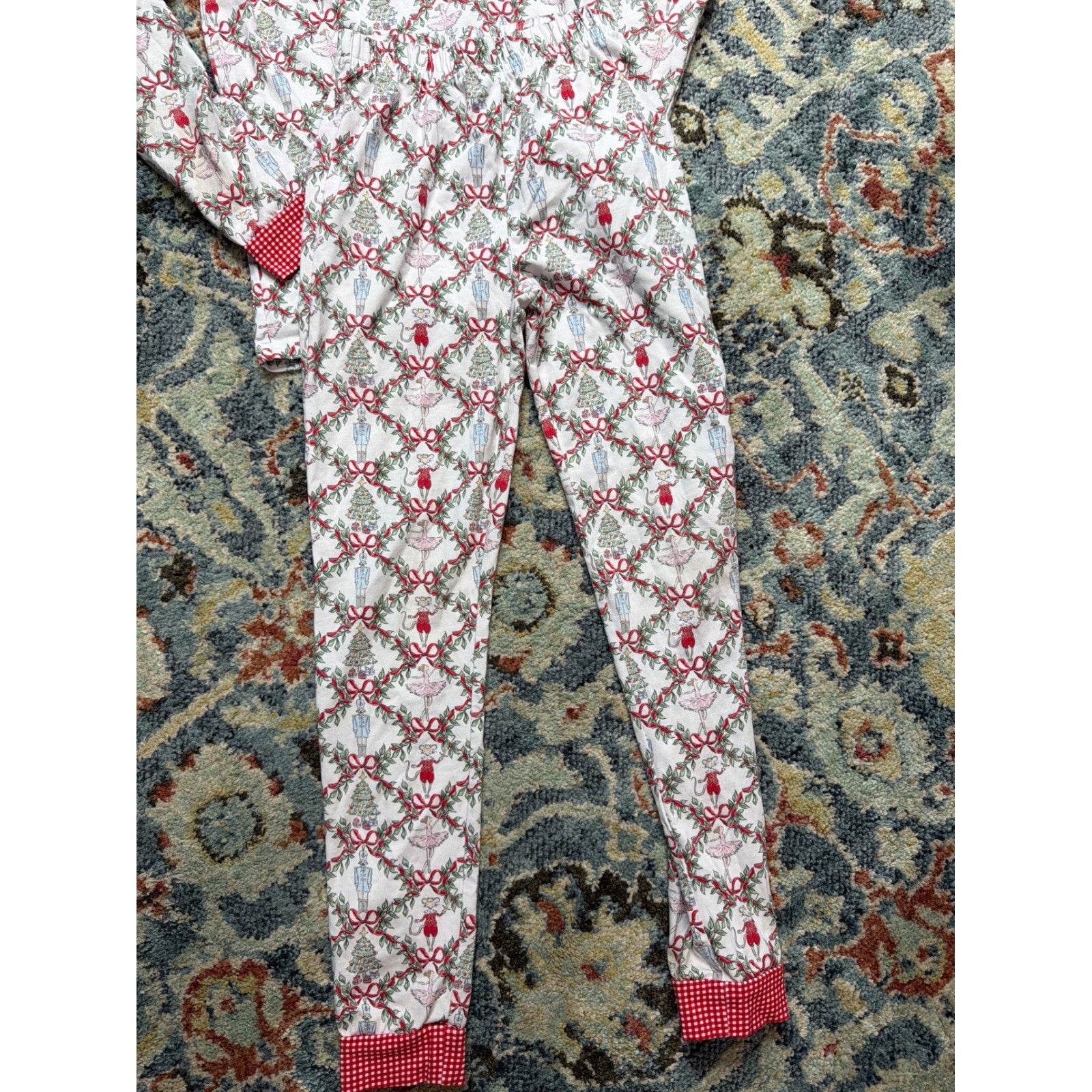 Cecil and Lou Pajama Set Girls 7 White Red Nutcracker Ruffle2