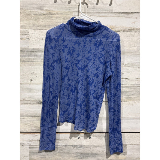 Free People Intimately Top Women S Blue Floral Mock Neck Thermal Boho0
