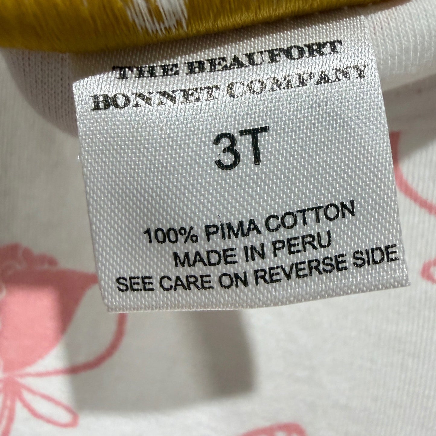 The Beaufort Bonnet Company Dress Girls 3T White Pink Bonnet Print *Flawed2