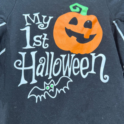 My 1st Halloween Bat Wing Romper Baby 6-9m (70) Black Cotton Spandex Spooky1