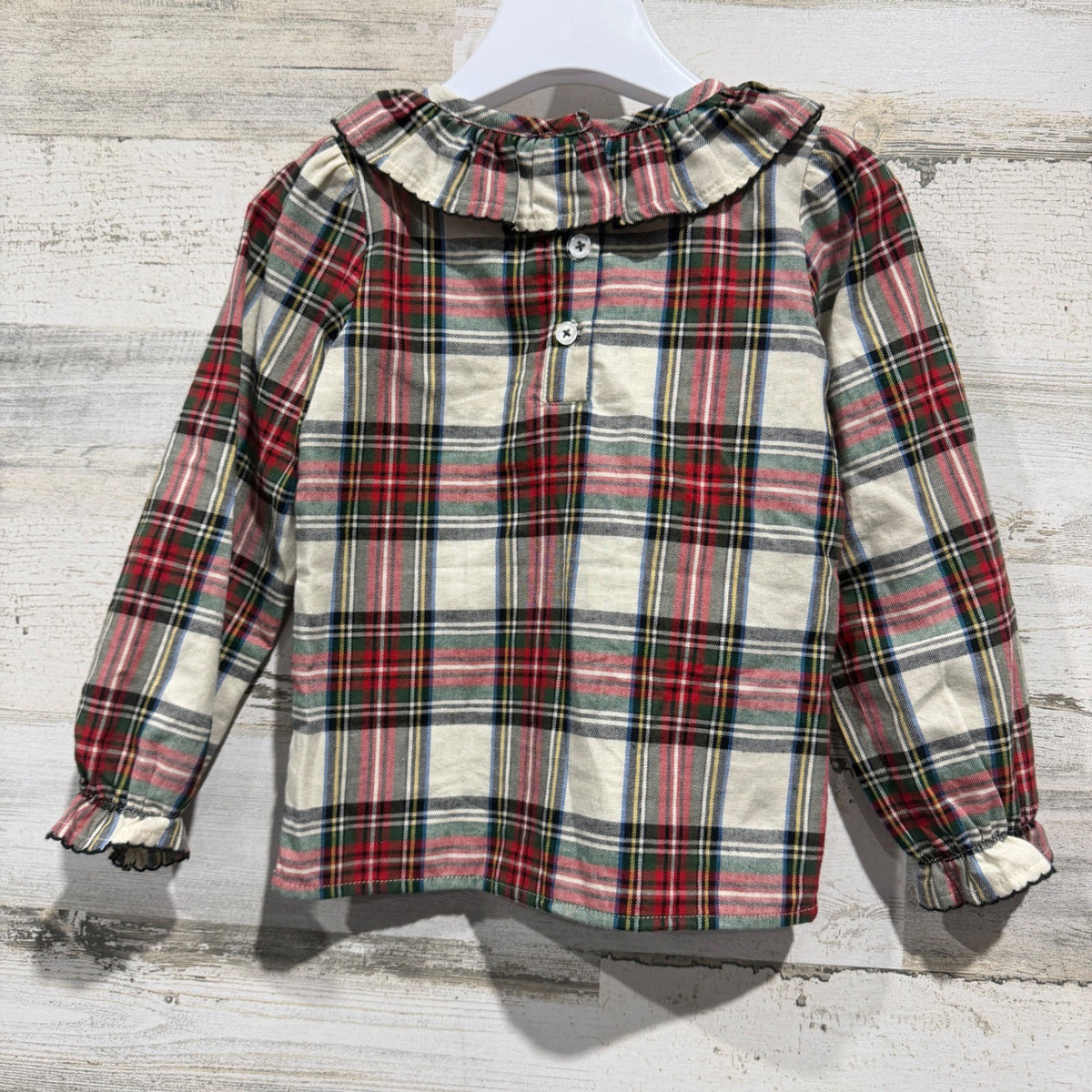 The Beaufort Bonnet Company Ruffle Top Girls 3T Plaid Cotton Classic EUC4