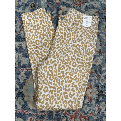 J. Crew Toothpick Jeans Women 28 Tan Leopard Print High Rise Skinny NWT0