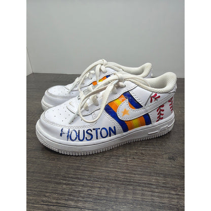 Nike Air Force 1 Kids 10C White Houston Astros Custom Baseball Sporty Flawed*0