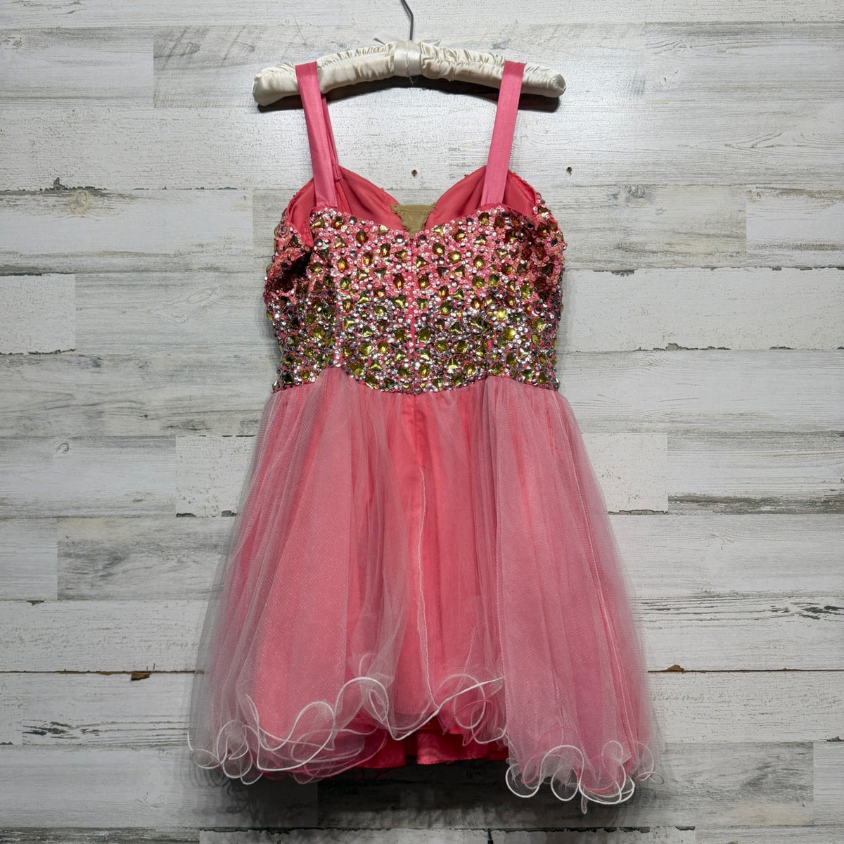 Terani Couture Cocktail Dress Women 10 Pink Sequin Tulle Pageant Glam3
