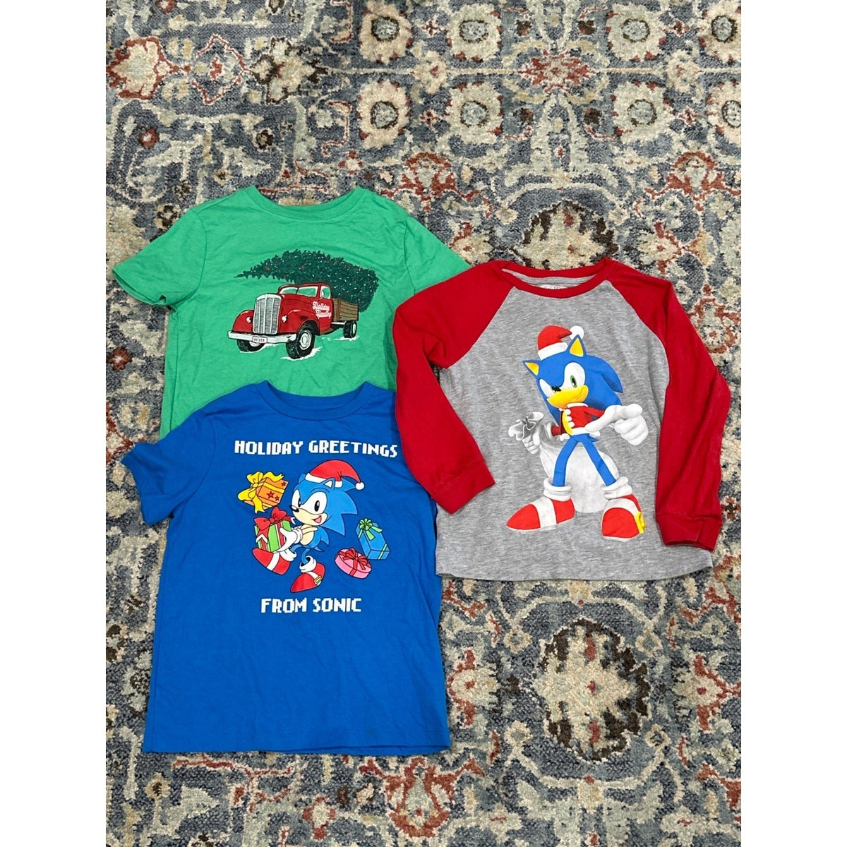 Sonic Cat & Jack Holiday Shirt Bundle Boys 6-7 Christmas Graphic0