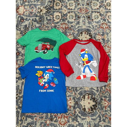 Sonic Cat & Jack Holiday Shirt Bundle Boys 6-7 Christmas Graphic0