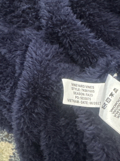 Vineyard Vines Sherpa Hoodie Girls M 10-12 Navy Blue Full Zip Fleece EUC5