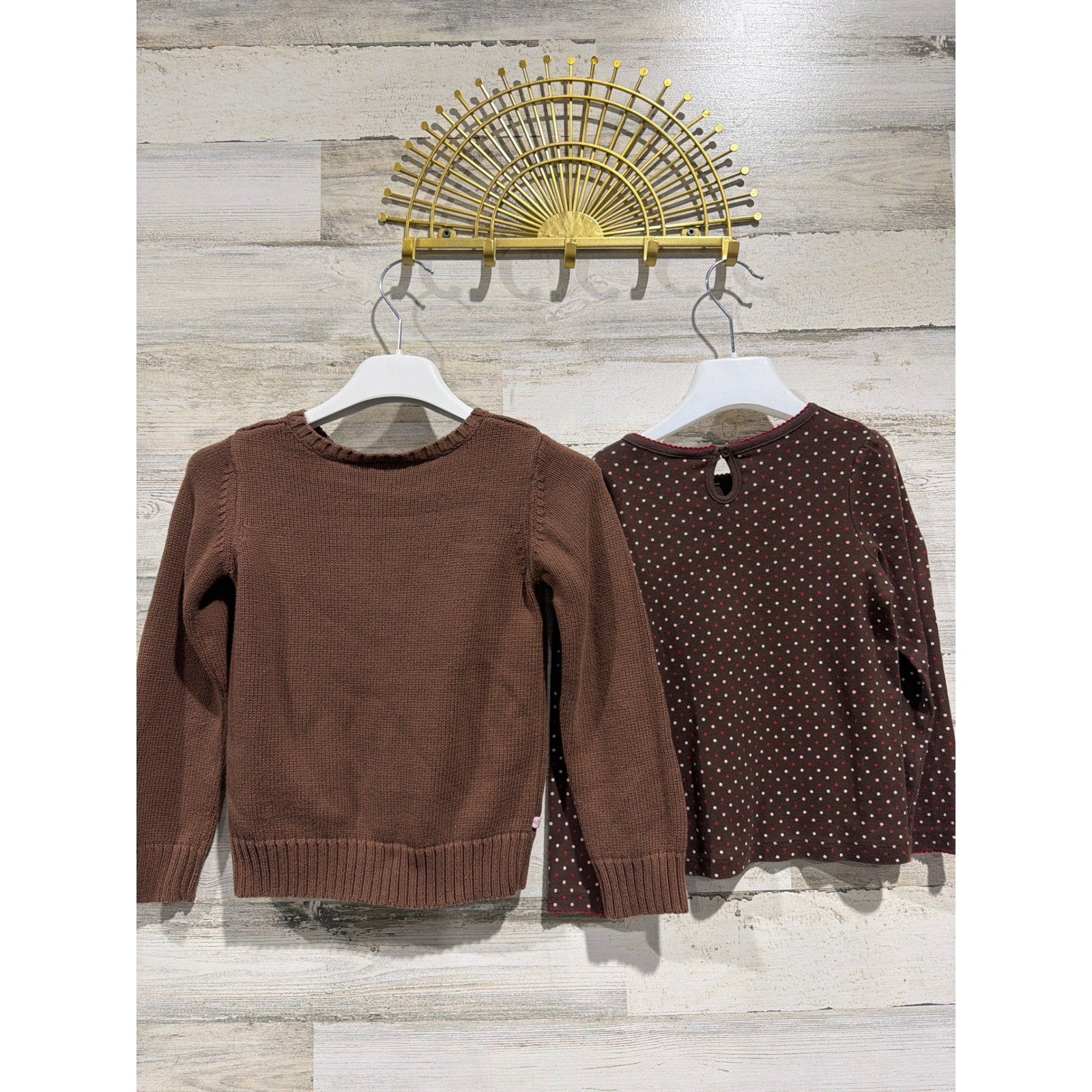 Gymboree Sweater Shirt Bundle Girls 5-6 5T Brown Cat Polka Dot y2k 2009 20107