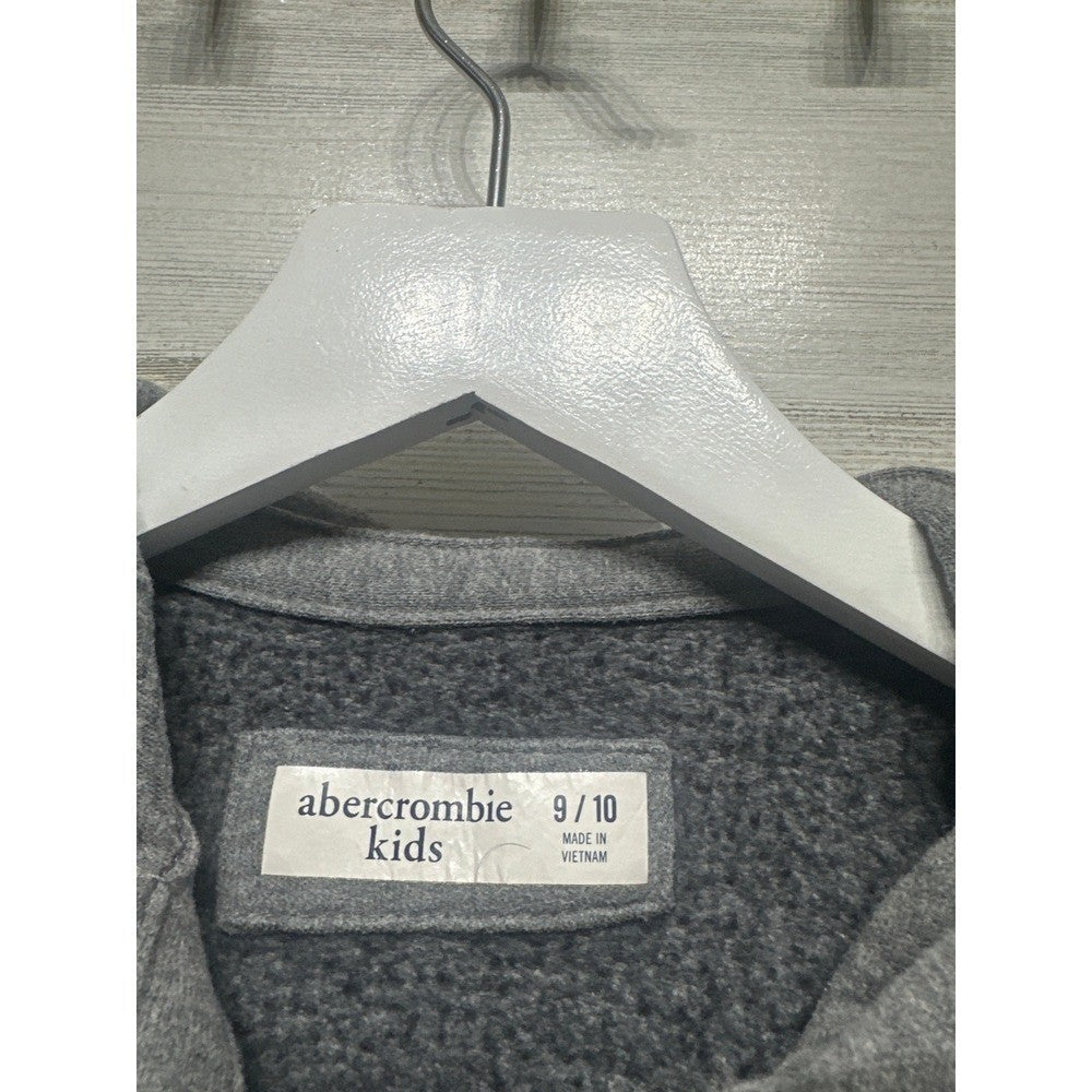 Abercrombie Full Zip Hoodie Kids Size 9/10 Grey Moose Logo Fleece EUC1