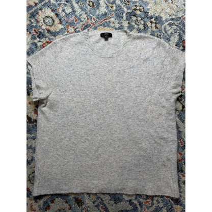J.Crew Short Sleeve Sweater Women XL Gray Rhinestone Merino Wool Blend EUC0