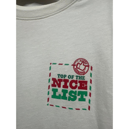 Cat & Jack Graphic Tee Boys Small White Top of the Nice List Christmas EUC1