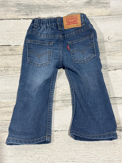 Levi's 514 Straight Jeans Kids 12M Blue Distressed Elastic Waist GUC3