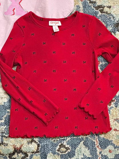 Long Sleeve Top Bundle Girls 4T Pink Red Ruffle Bow Sweatshirt EUC2