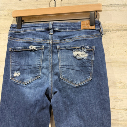 American Eagle Next Level Stretch Skinny Jeans Women 4 Distressed Denim EUC7