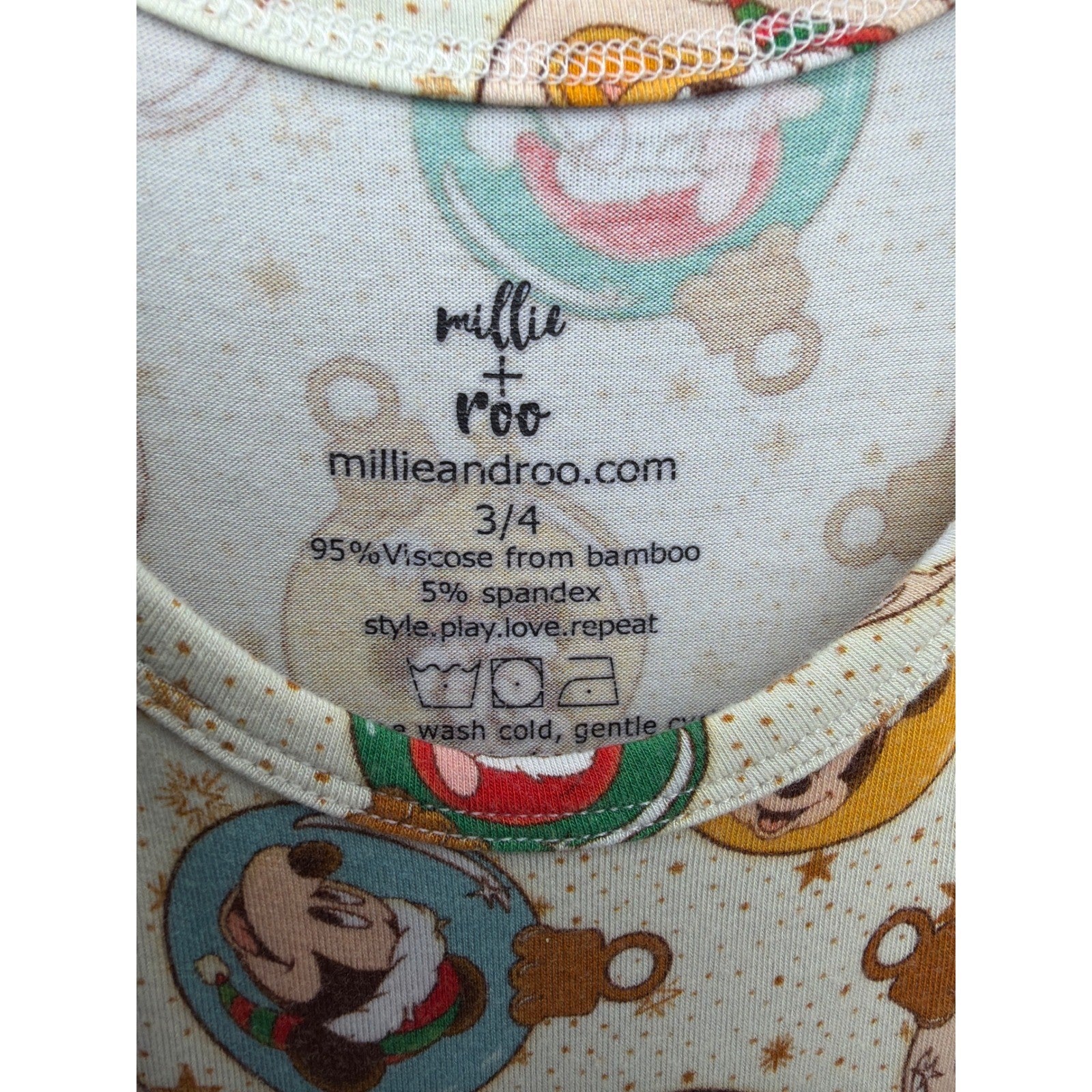 Millie + Roo Dress Girls 3/4 Cream Disney Christmas Bamboo Disneycore EUC2