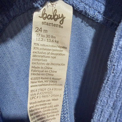 Baby Starters Overalls Boys 24M Blue Corduroy Horse Applique Farmhouse EUC3
