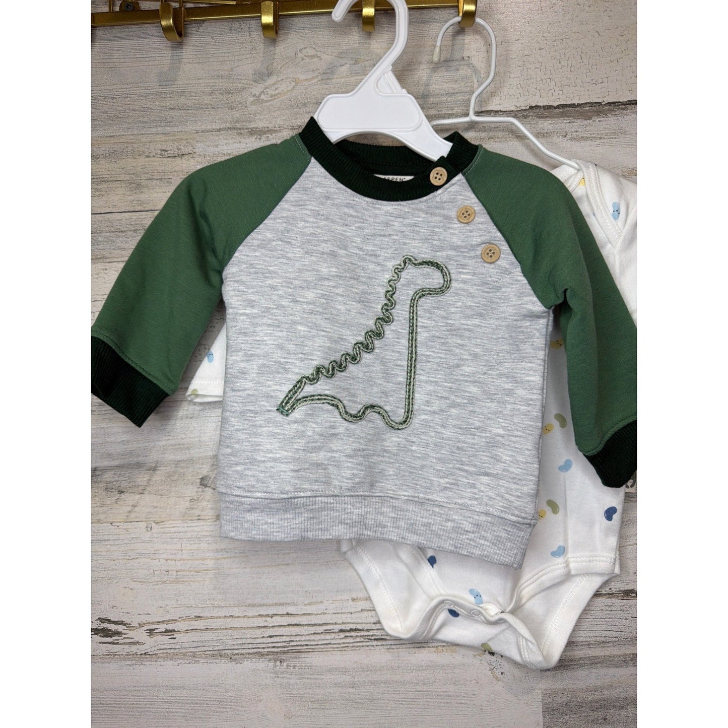 Carter's Aspen Kids Boys 3-6M Green Dinosaur Sleeper Romper Sweatshirt Lot4