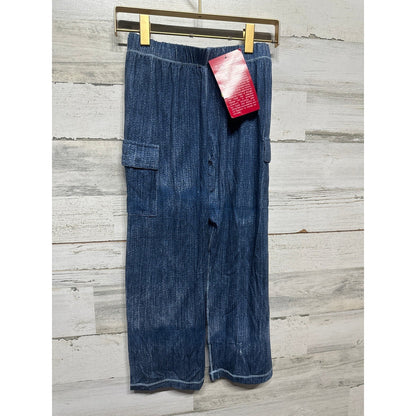Kickee Pants Cargo Bamboo Pants Boys 8 Blue Denim Print Elastic Waist NWT1