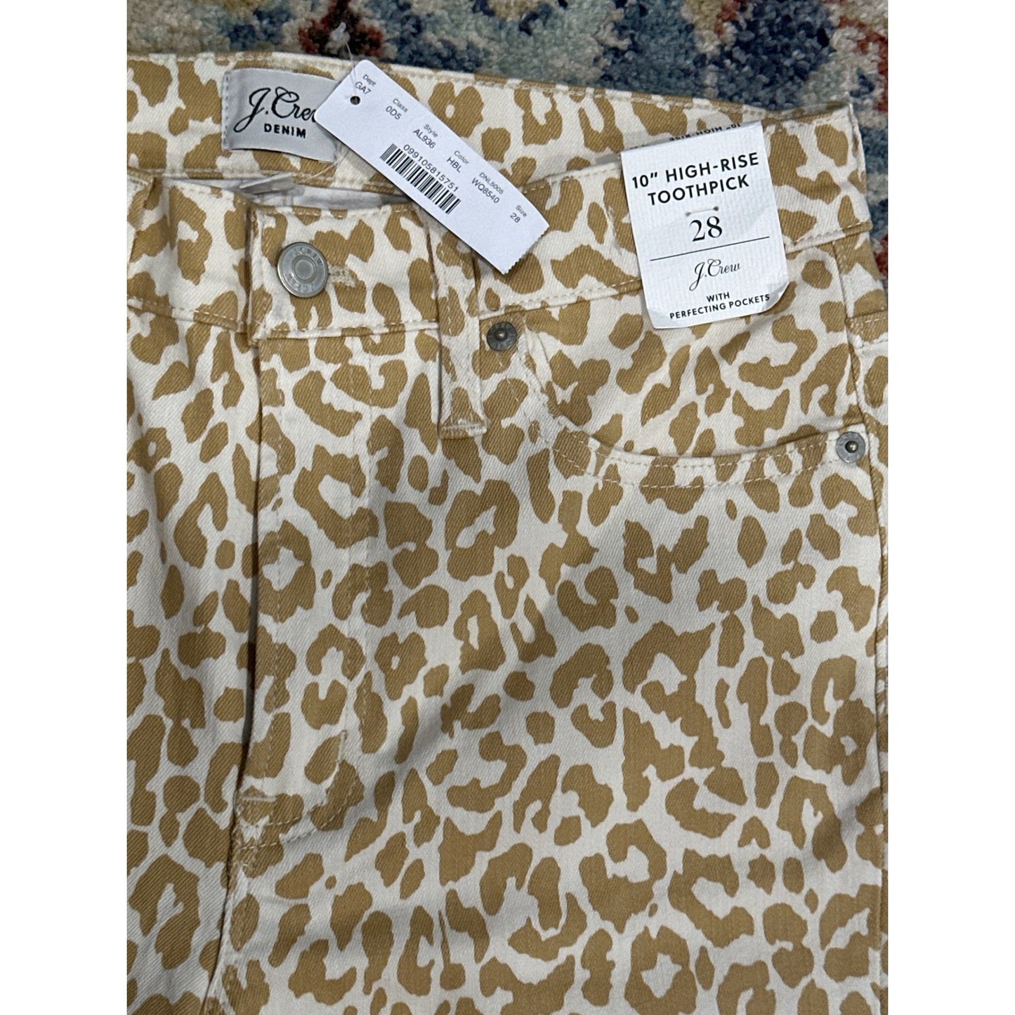 J. Crew Toothpick Jeans Women 28 Tan Leopard Print High Rise Skinny NWT2