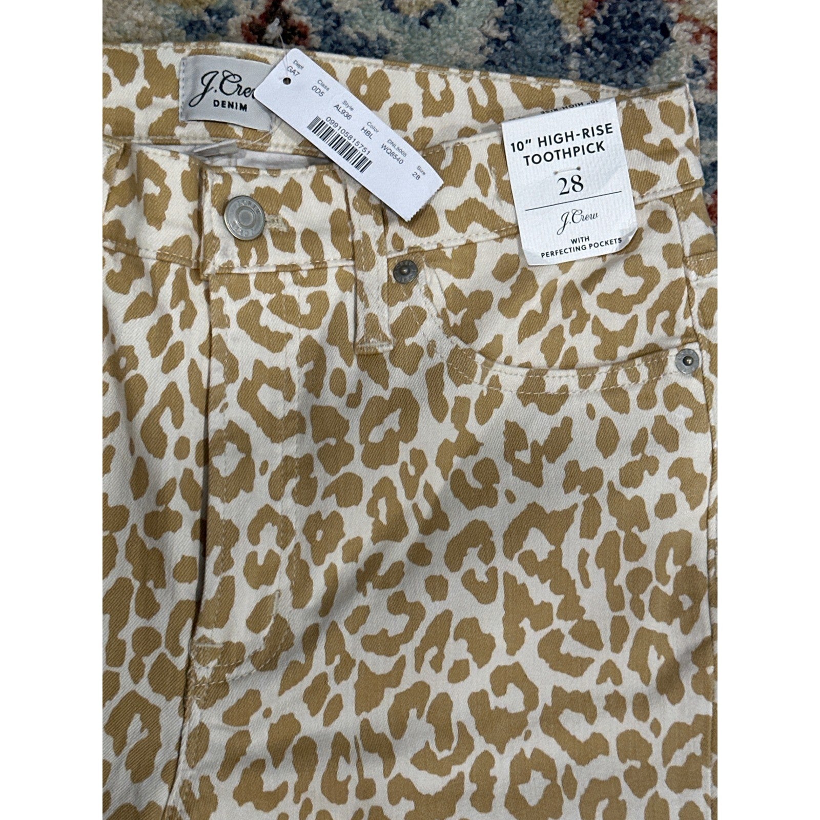 J. Crew Toothpick Jeans Women 28 Tan Leopard Print High Rise Skinny NWT2