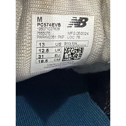New Balance 574 Shoes Boys 13 Black Grey Suede Mesh Retro Classic EUC8