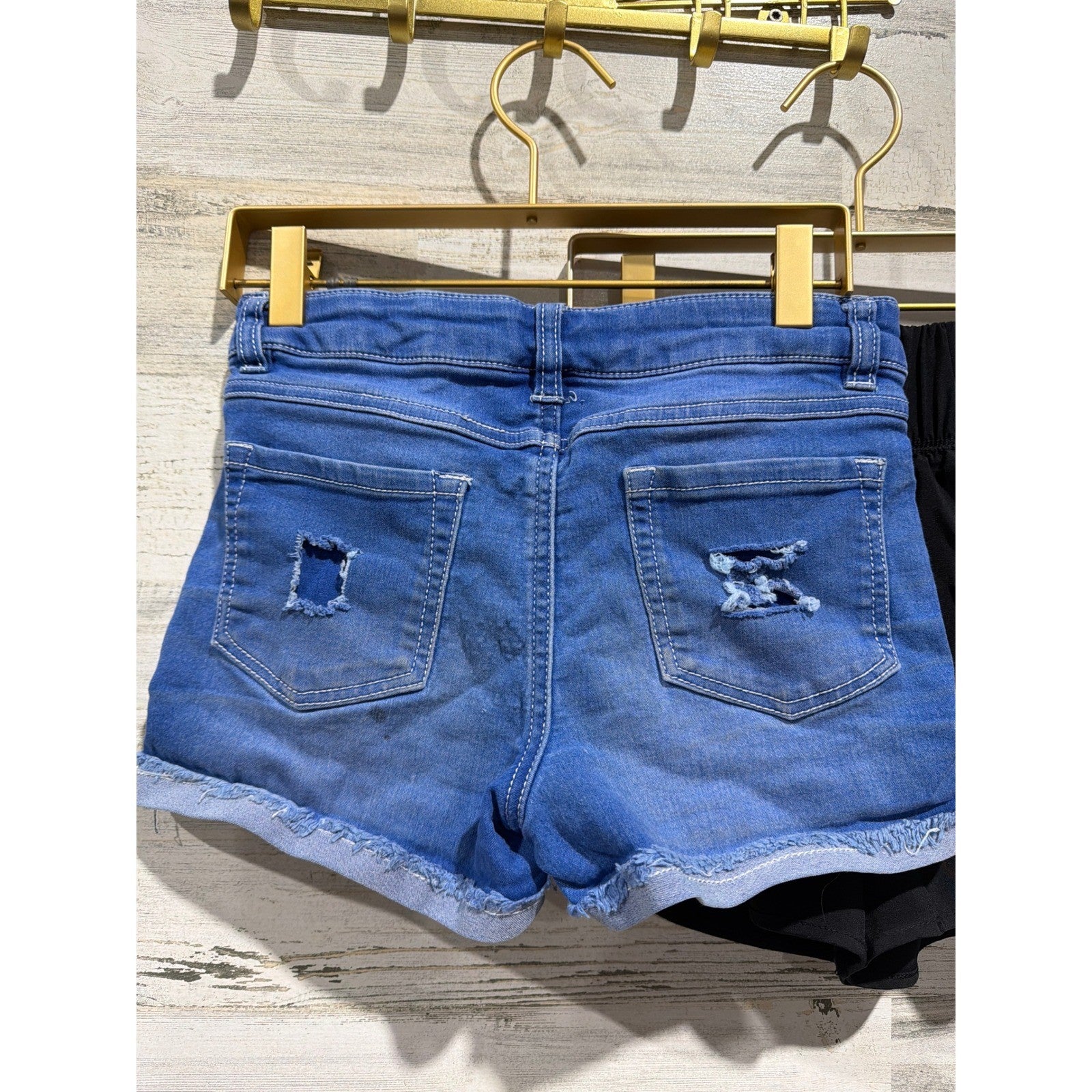 Beautees Justice Shorts Bundle Girls 12/14 Blue Black Distressed Active GUC*2
