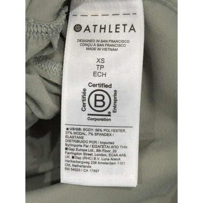Athleta Zephyr Muscle Tank Women XS Sage Green Banded Hem Athleisure EUC2