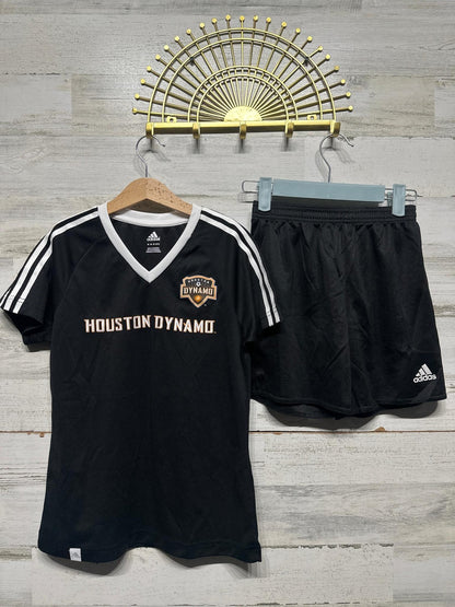 Adidas Soccer Set Kids Medium 10/12 Black Houston Dynamo MLS Jersey Shorts EUC0