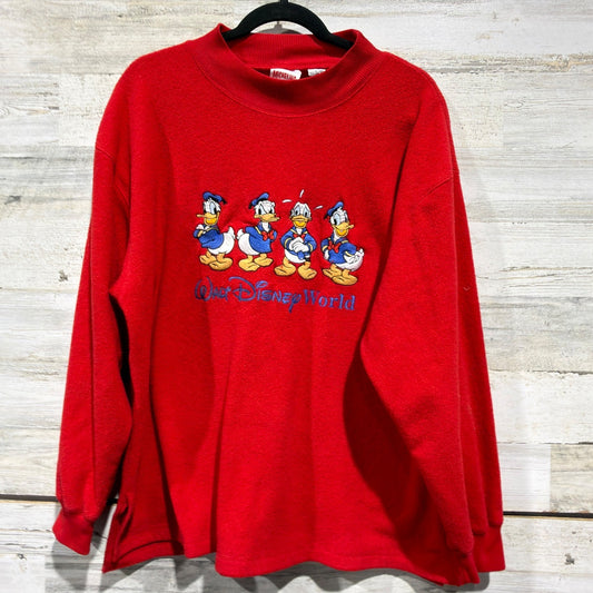 Mickey Inc Sweatshirt Women Large Mock Neck Red Donald Duck Vintage Disneycore0